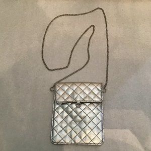 Nouveau silver purse, chain shoulder strap,
